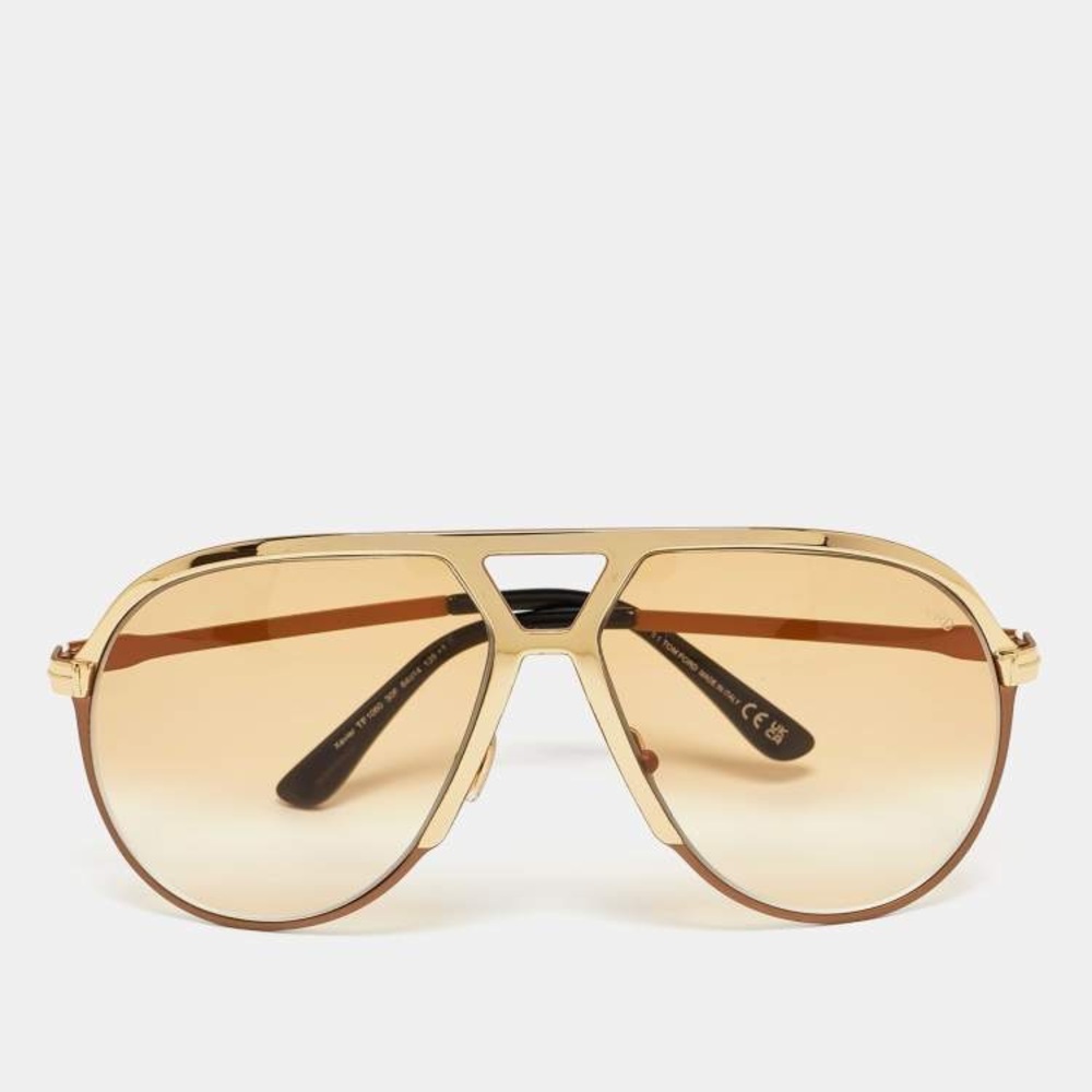 New Authentic Tom Ford Gold Gradient Xaier TF 1060 Aviator Sunglasses